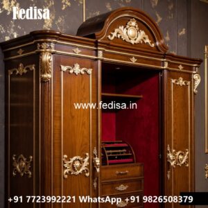 Elegant Wooden Wardrobe Design with Mirrors No-4690