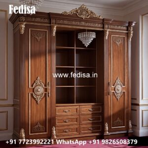 Classic Wardrobe Design with Beautiful Carvings No-5170