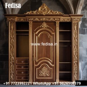 Elegant Wardrobe Design with Gold Accents No-5422