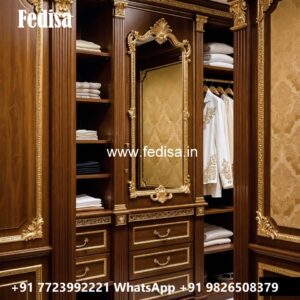 Wooden Wardrobe Design with Elegant Detailing No-5439