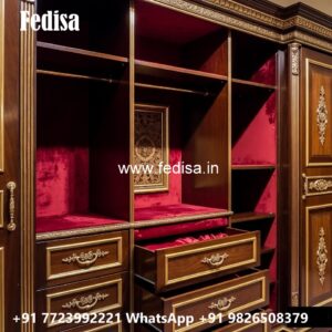 Elegant Classic Wardrobe Design with Carvings No-5998