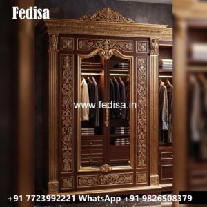 Classic Wooden Wardrobe with Decorative Trim No-6037