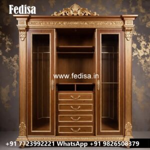 Classic Wardrobe Design with Beautiful Carvings No-6069