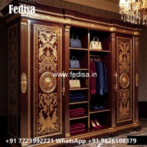 Classic Wardrobe Design with Wooden Texture No-6072
