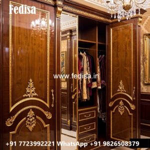 Elegant Wooden Closet with Decorative Panels No-6116