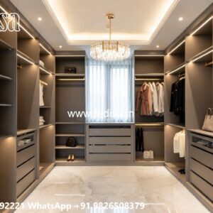 Classic Wardrobe Design with Brass Handles No-4222