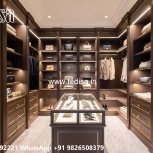 Elegant Wardrobe Design with Rich Wood Texture No-4352