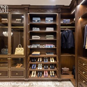 Modern Wardrobe Design with Glass and Wood No-4519