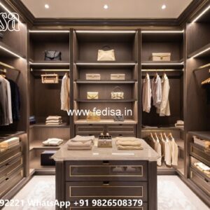 Elegant Wardrobe Design with Gold Accents No-4523