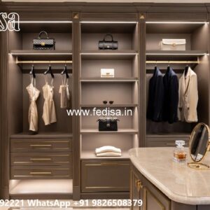 Contemporary Wardrobe Design with LED Features No-4616