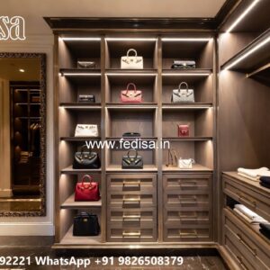 Contemporary Wardrobe Design with Wooden Panels No-4652