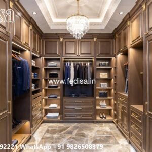 Classic Wardrobe Design with Wooden Texture No-5173