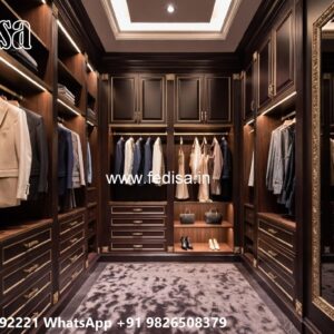 Classic Bedroom Closet with Wooden Texture No-5306
