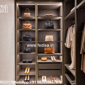 Elegant Wardrobe Design with Gold Accents No-5422