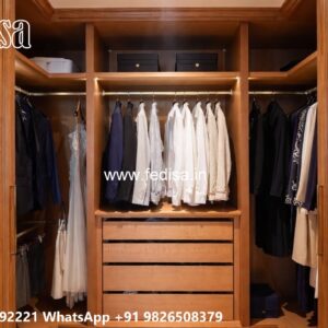 Wooden Wardrobe Design with Elegant Detailing No-5439