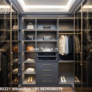 Elegant Wardrobe Design with Mirror Panels No-5468