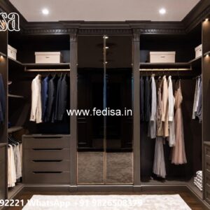 Stylish Wardrobe Design with Wooden Texture No-5481