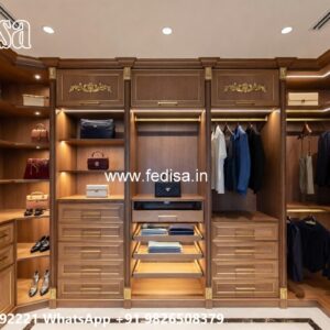 Contemporary Wardrobe Design with Wooden Panels No-5551