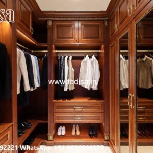 Classic Wooden Wardrobe with Decorative Trim No-6037