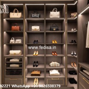 Elegant Wardrobe Design with Rich Wood Texture No-6150