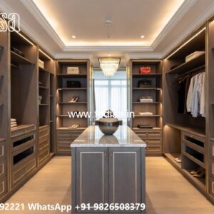 Wooden Wardrobe Design with Elegant Detailing No-6338
