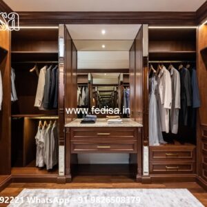 Contemporary Wardrobe Design with Wooden Panels No-6450