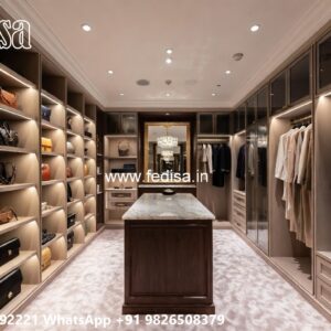Elegant Wardrobe Design with Rich Wood Texture No-7049