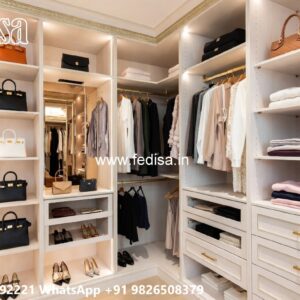 Elegant Wardrobe Design with Gold Accents No-7220