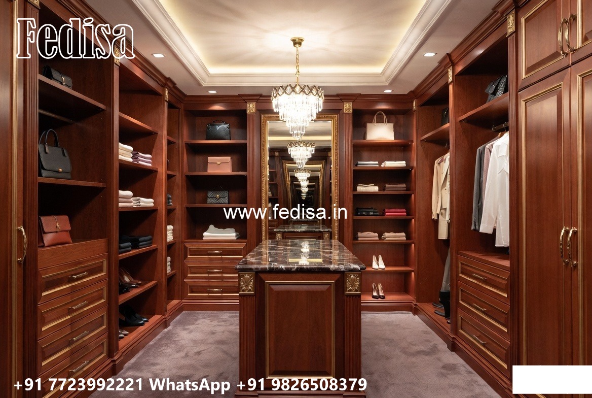 Wooden Wardrobe Design with Elegant Detailing No-7237