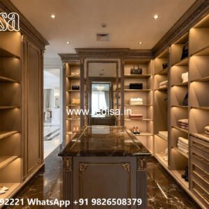 Contemporary Wardrobe Design with Wooden Panels No-7349