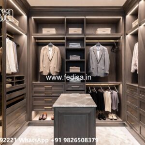 Elegant Wardrobe Design with LED Accents No-7374