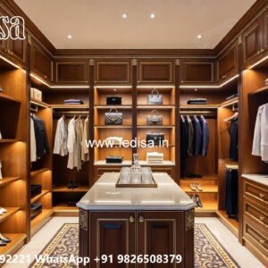 Elegant Wardrobe Design with Rich Wood Texture No-7948