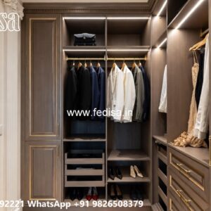 Luxury Wardrobe Design with Artistic Mirrors No-8062