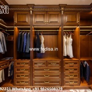 Modern Wardrobe Design with Glass and Wood No-8115