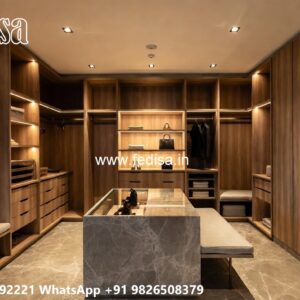 Elegant Wardrobe Design with Gold Accents No-8119