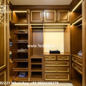 Wooden Wardrobe Design with Elegant Detailing No-8136