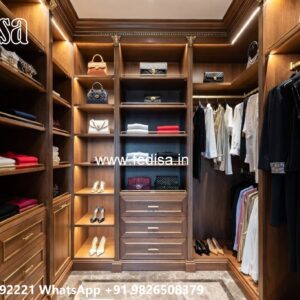 Stylish Wardrobe Design with Wooden Texture No-8178