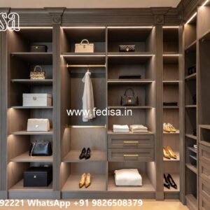 Contemporary Wardrobe Design with LED Features No-8212