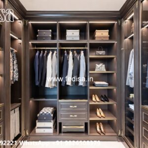 Wardrobe Design with Luxury Wooden Finish No-8216