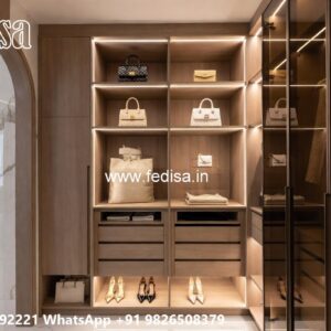 Stylish Sliding Wardrobe Design with Glass Finish No-8334