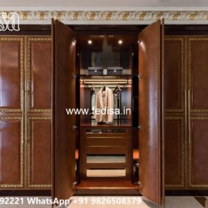 Modern Wardrobe Design with Wooden Accents No-8345