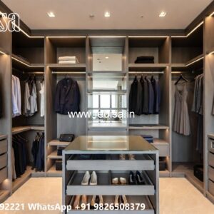 Classic Wardrobe Design with Wooden Texture No-8769