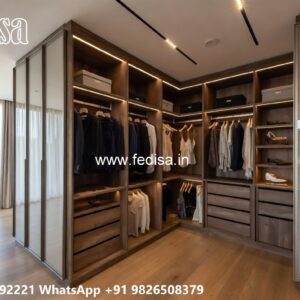Elegant Wardrobe Design with Rich Wood Texture No-8847