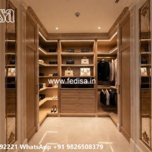 Elegant Wardrobe Design with Gold Accents No-9018