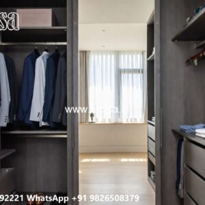 Stylish Wardrobe Design with Wooden Texture No-9077