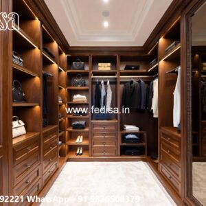 Contemporary Wardrobe Design with Wooden Panels No-9147