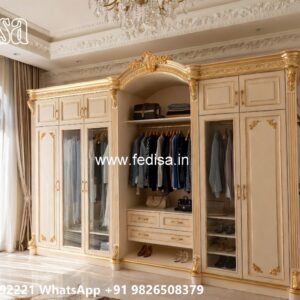 Elegant Classic Wardrobe Design with Carvings No-9594