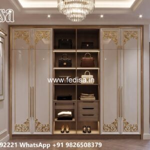 Classic Wardrobe Design with Brass Handles No-9616