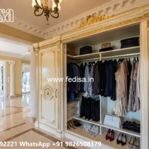 Elegant Wooden Wardrobe with Decorative Carving No-9740