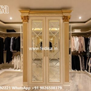 Elegant Wardrobe Design with Rich Wood Texture No-9746
